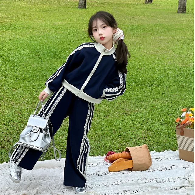 女童外套套装秋装2025新款洋气儿童运动衣服女孩大童秋季炸街穿搭