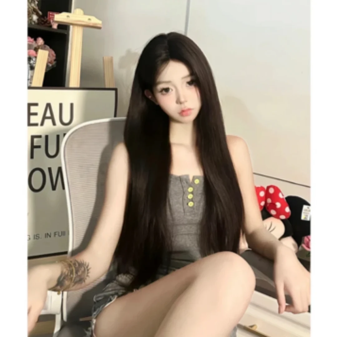 70厘米升级牛奶丝含人发八字刘海一片式免发网假发（包含人发）