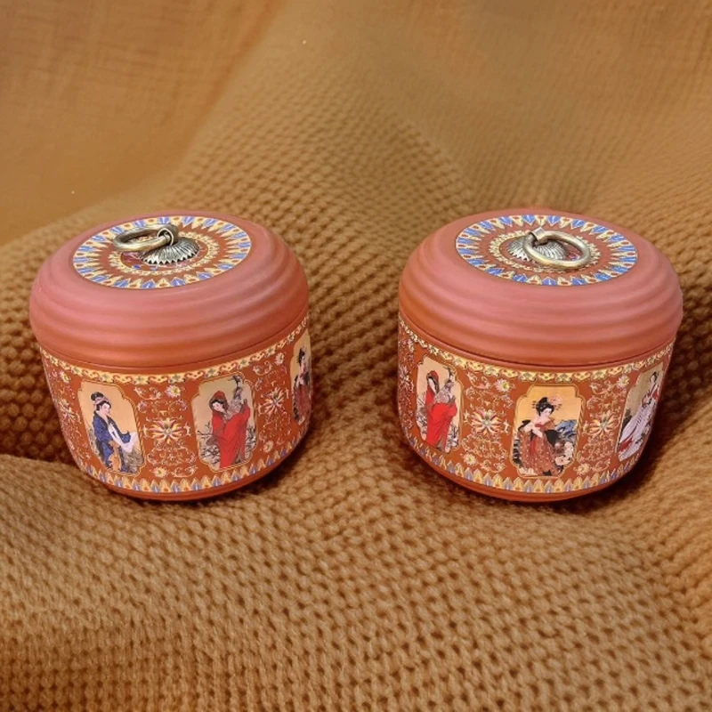 ZH2179-四大美人小号茶叶罐一对