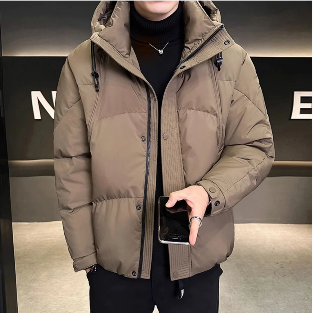 羽绒服男冬季加厚2025新款潮牌高级感90白鸭绒短款连帽冬装男外套