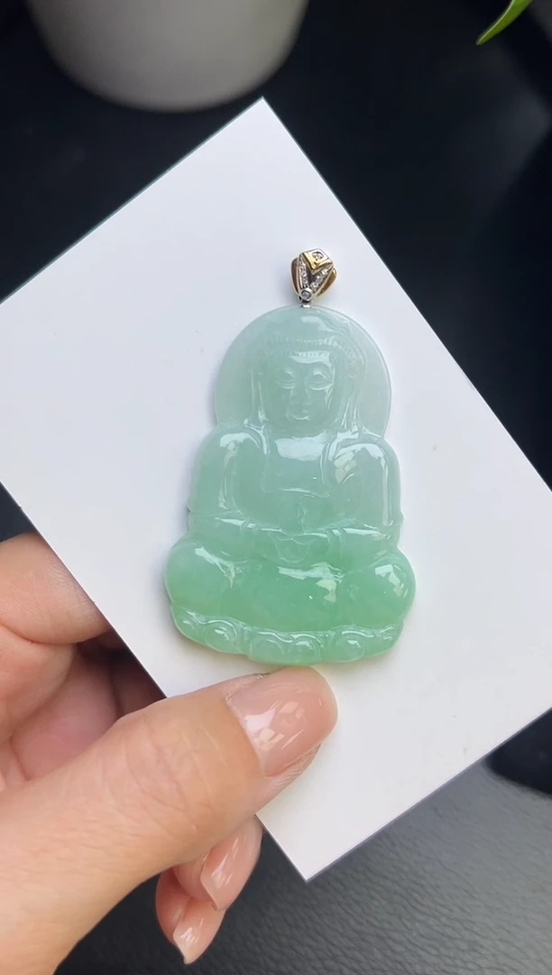 翡翠18K金镶嵌颈饰YM1090-11 观音