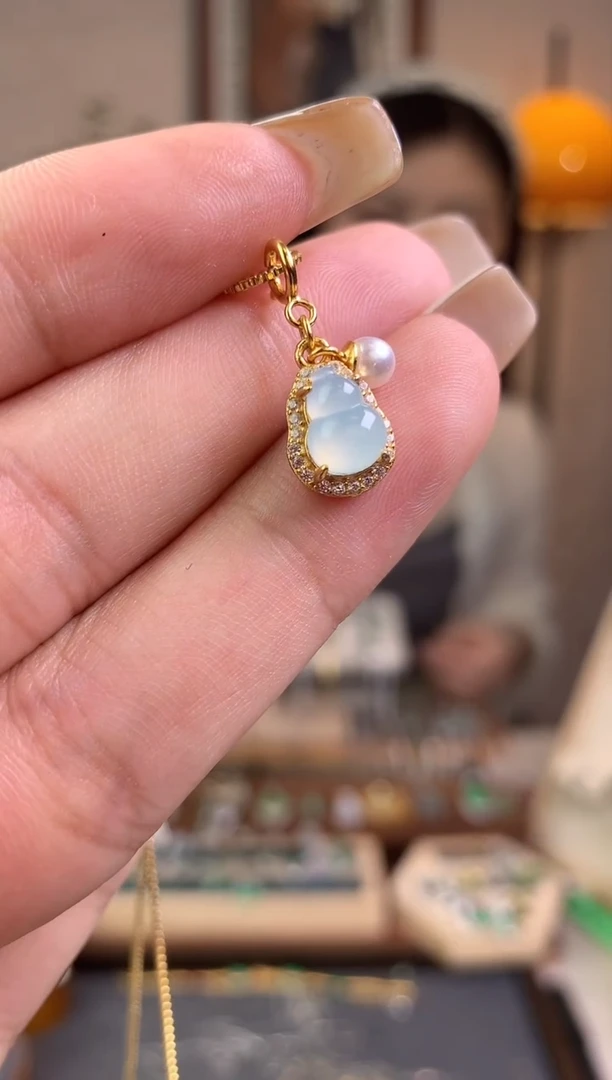 翡翠银S925镶嵌吊坠(不含链)【挽石珠宝】葫芦