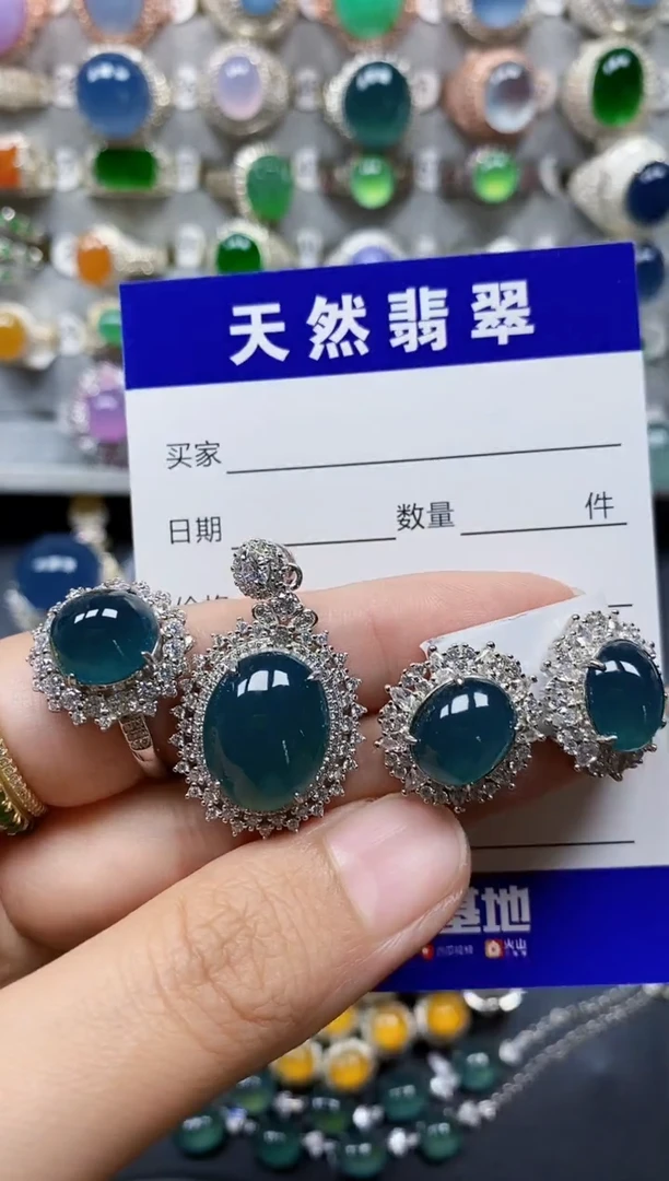 翡翠手镯银S925镶嵌665