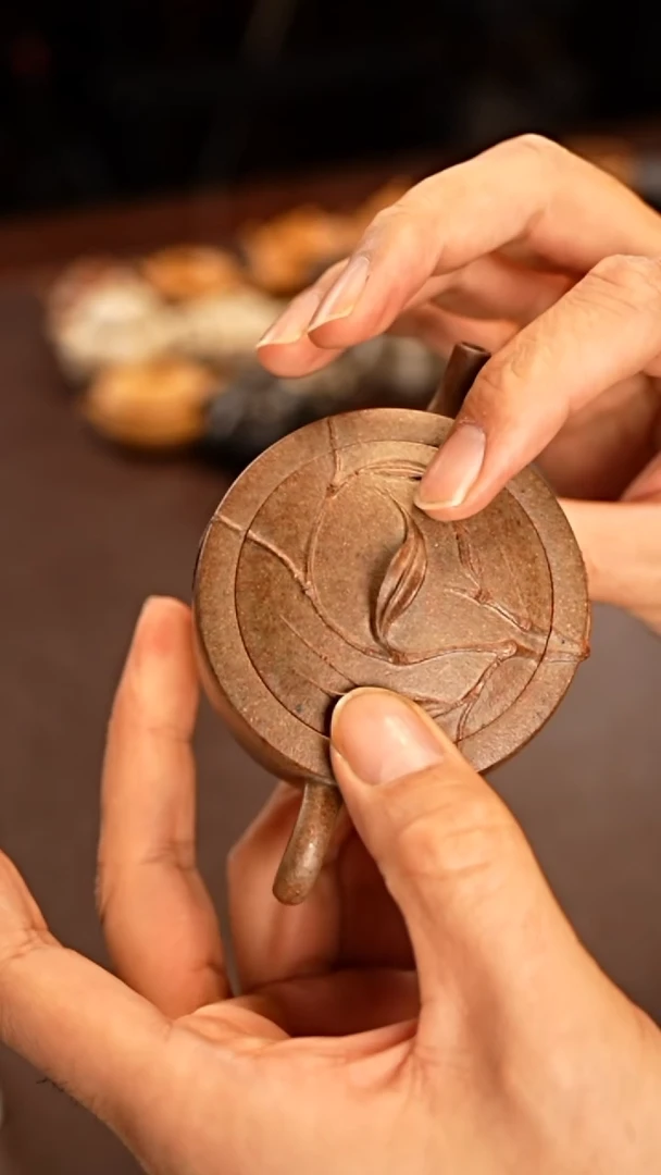茶壶紫砂贴叶小周盘