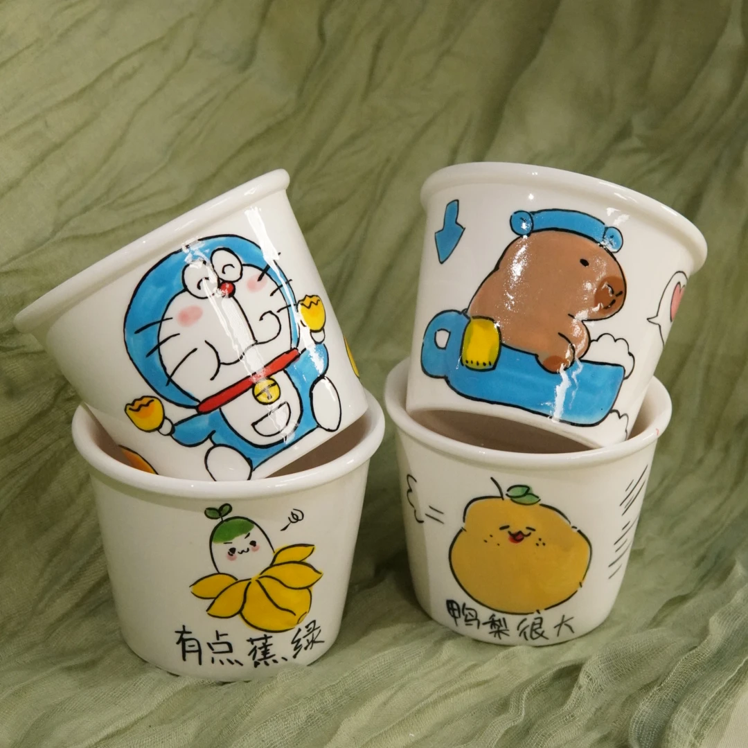 景德镇设计师手工创意陶瓷哆啦A梦系列可乐杯