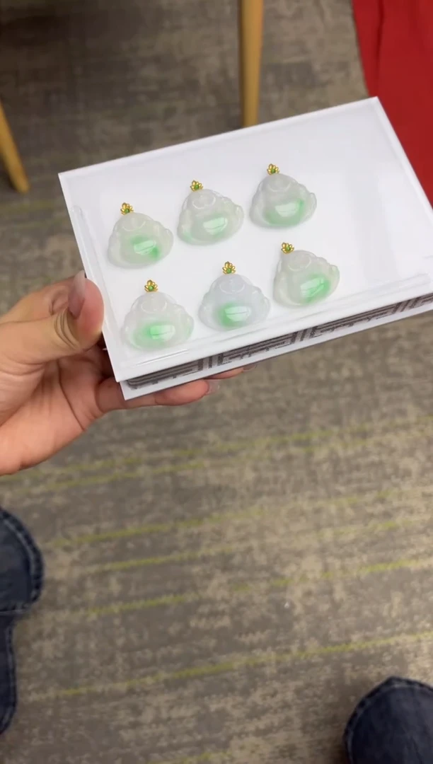 颈饰18K金镶嵌翡翠V490多样性发一件/配绳子