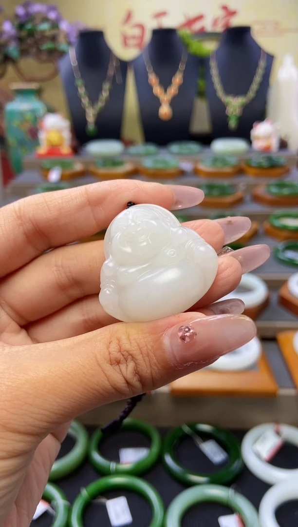 吊坠(不含链)未镶嵌和田玉白玉佛公吊坠