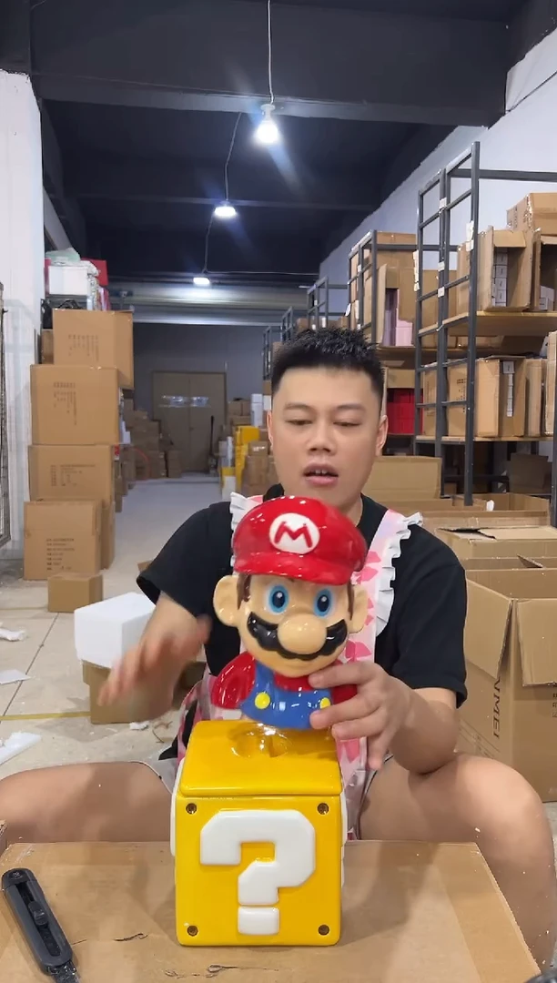 瓷片马里奥问号罐一套