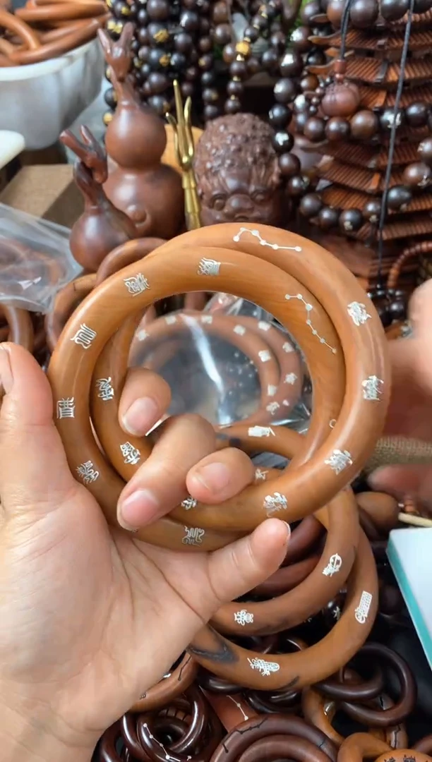 【闪购商品】木枣木双面镶银十字80乾坤圈一物一拍明发