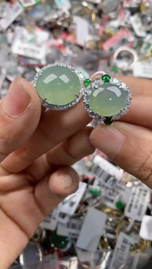 银S925镶嵌戒指翡翠141414----7