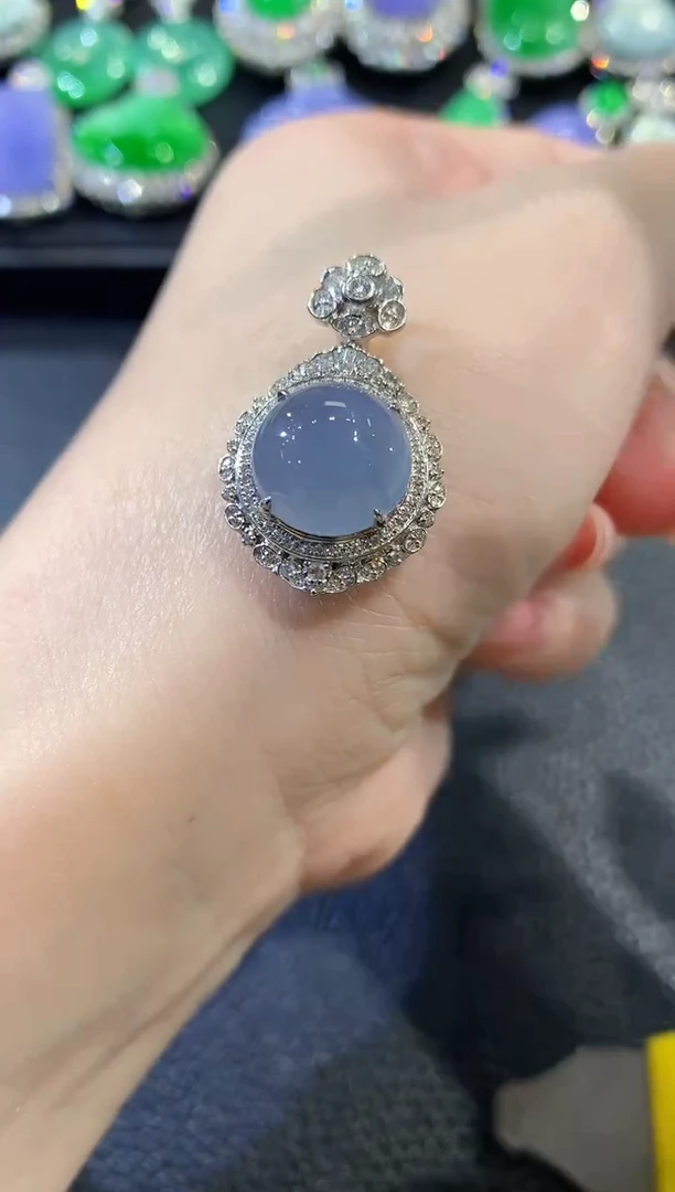 吊坠(不含链)18K金镶嵌翡翠A26 紫货有一定色差