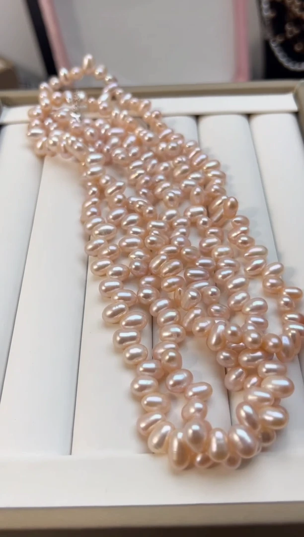 未镶嵌淡水珍珠6毛衣链*珍珠项链（花瓣）