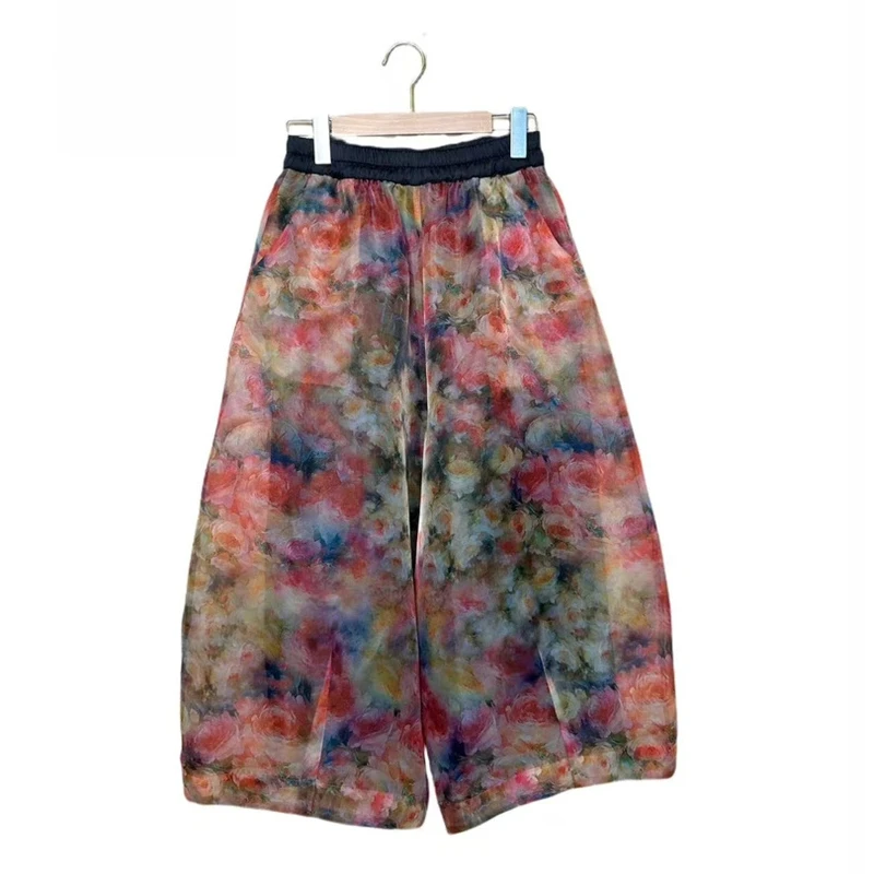 （繁花似锦纱裤）阔腿/时尚/外穿/夏季/速干