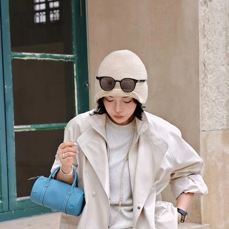 PENNYPENG素颜搭档 三色针织羊绒帽百搭慵懒街头风绵羊毛羊绒帽子