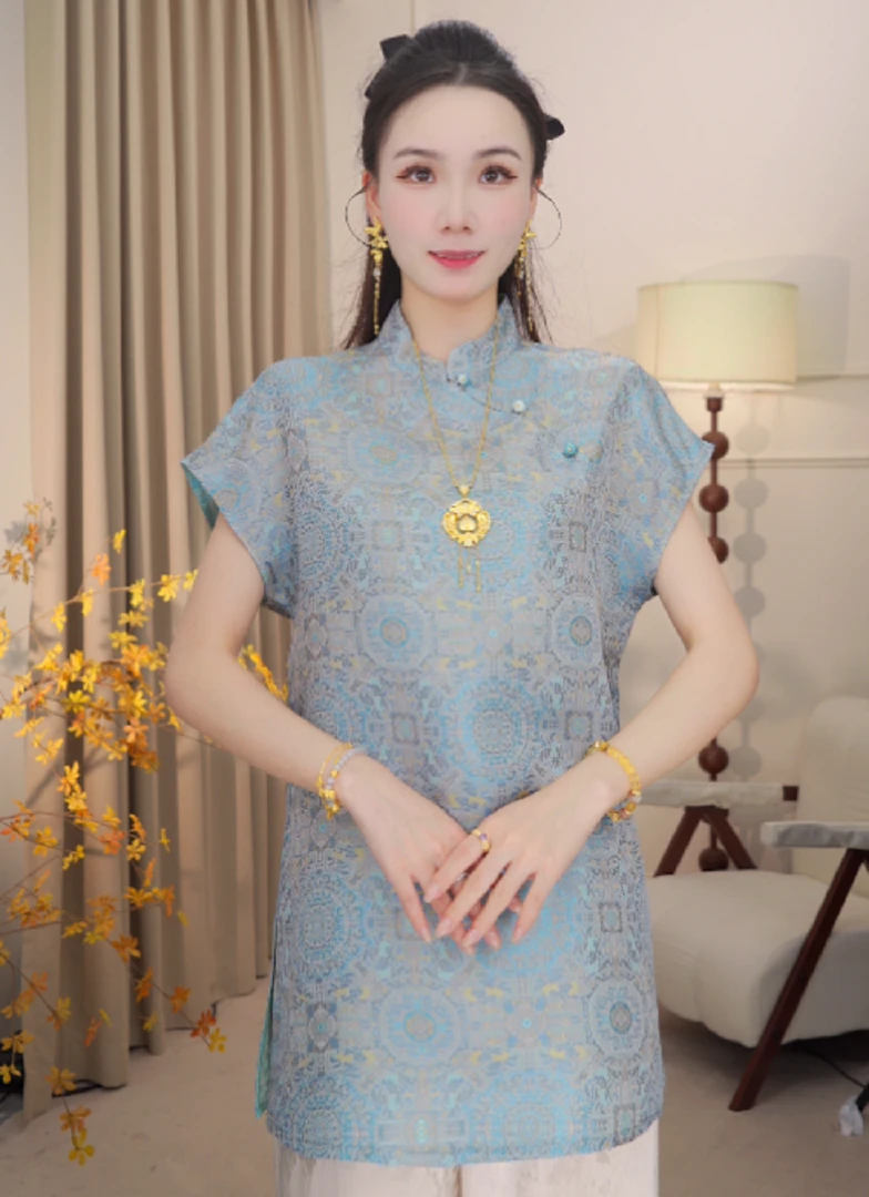 【宝相花】夏季新款百搭新中式国风小衫上衣2025B9176—婷婷杭锦仓