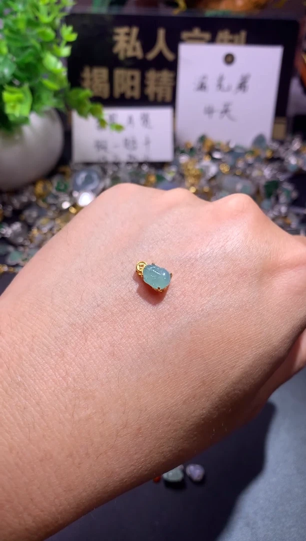 翡翠银S925镶嵌吊坠(不含链)1