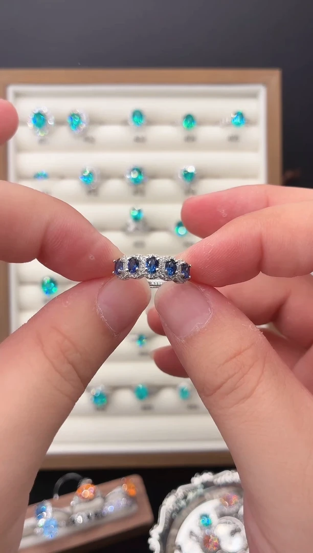 戒指蓝宝石银S925镶嵌111111111