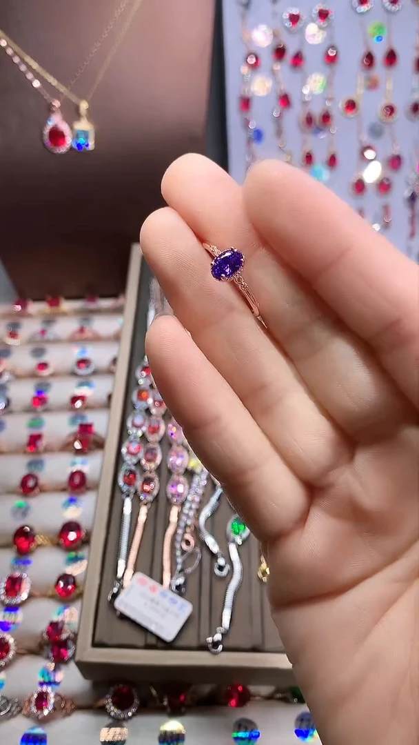 【闪购商品】水晶戒指银S925镶嵌玫瑰金5.7