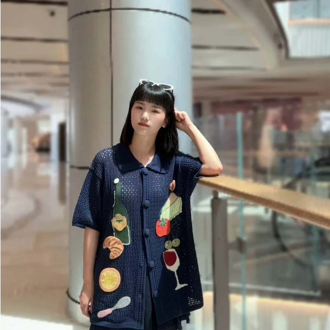 【B35】2025夏季新款 镂空提花毛衣