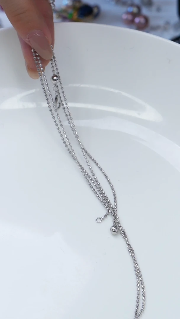 无非金属60cm长款豆豆链银链