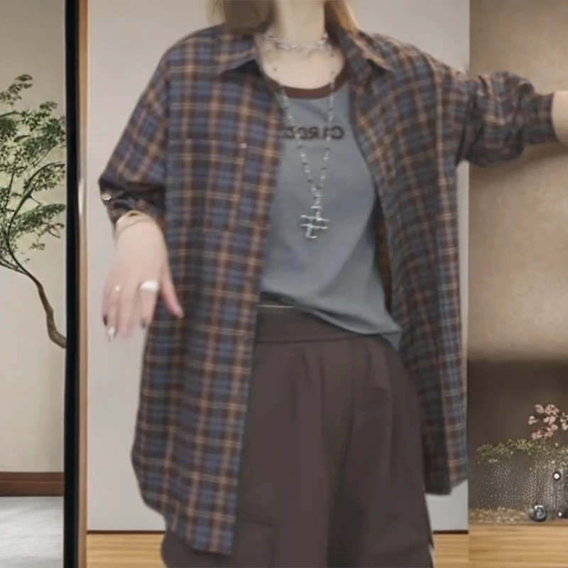 【楚水寒烟】2025早秋时尚新款长袖衬衣+百搭显瘦背心C5795