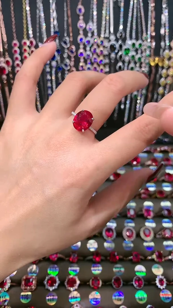 【闪购商品】红宝石戒指银S925镶嵌10.12银色