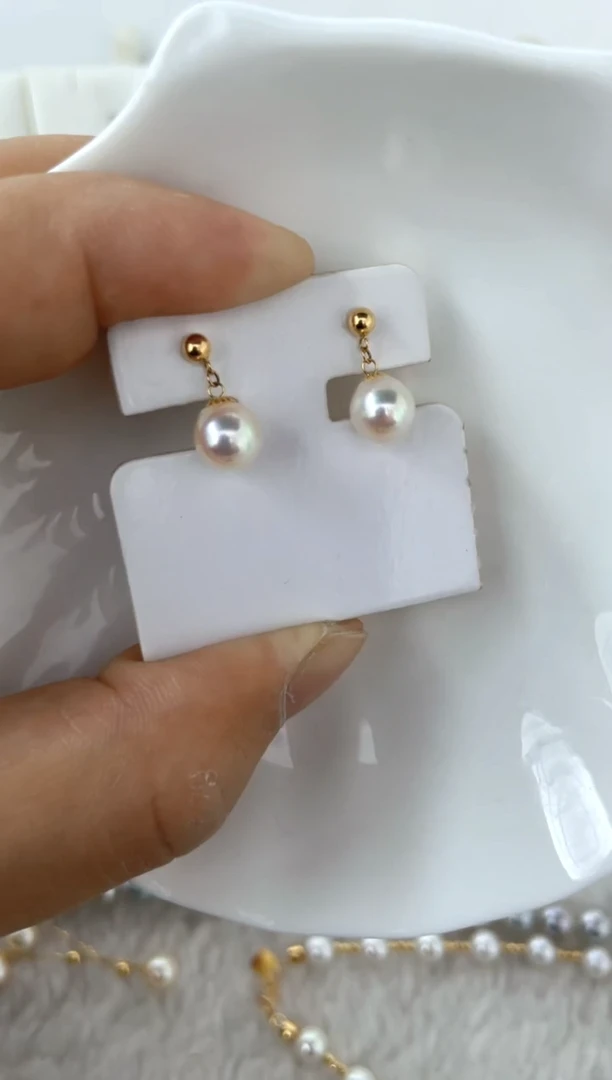 【闪购商品】海水珍珠耳饰18K金镶嵌耳钉