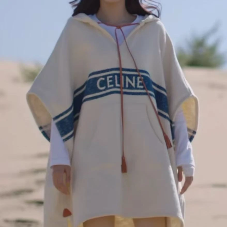 未使用 Celine/思琳 条纹连帽罩衫
