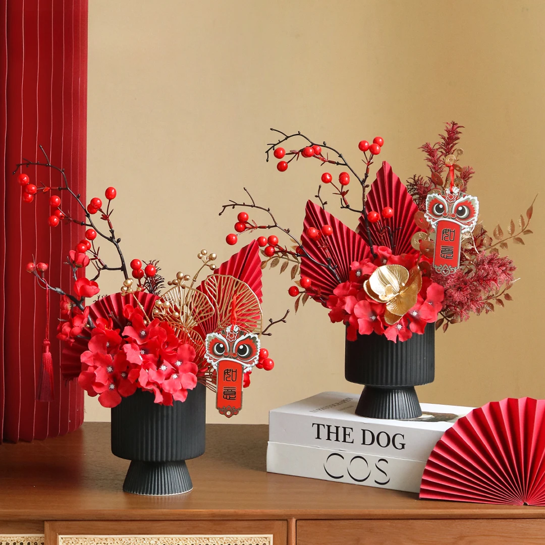 2026新年大吉装饰发财红果插花假花仿真花桌面摆设马年年宵花摆件