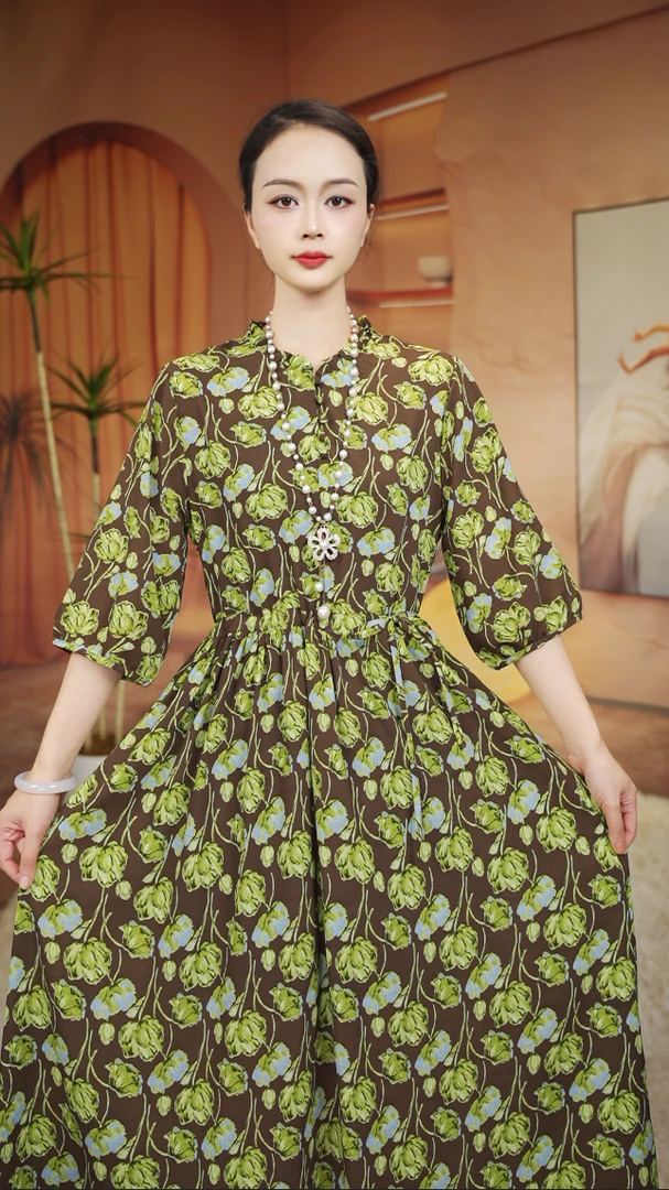 气质专柜品质浪漫时尚洋气减龄春夏薄款中长款连衣裙子女洋气百搭