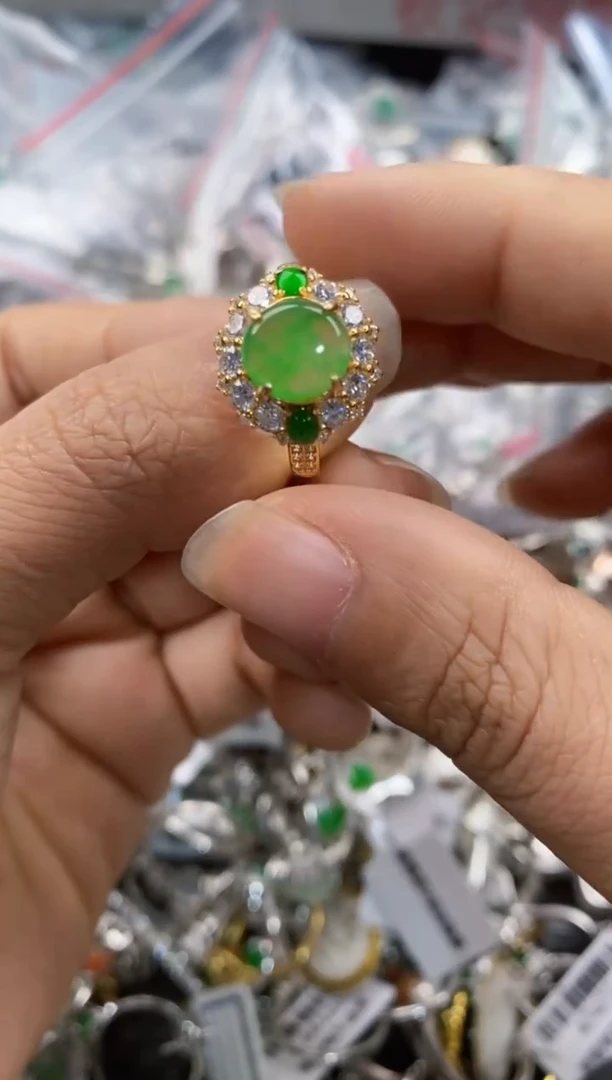 银S925镶嵌戒指翡翠111---8