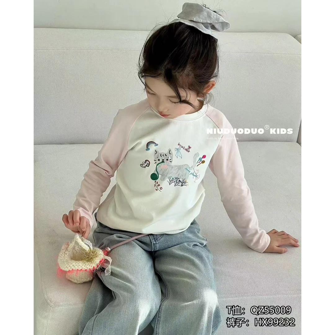 【小慕家】2025春儿童长袖体恤卡通休闲时尚百搭潮流55009