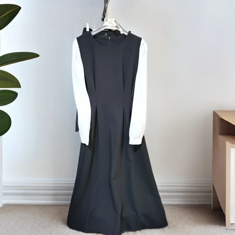 3026拼接收腰显瘦连衣裙