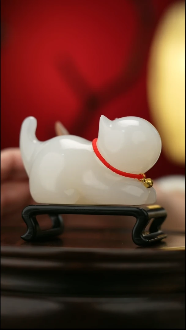 玉【好运猫】天然玉石摆件