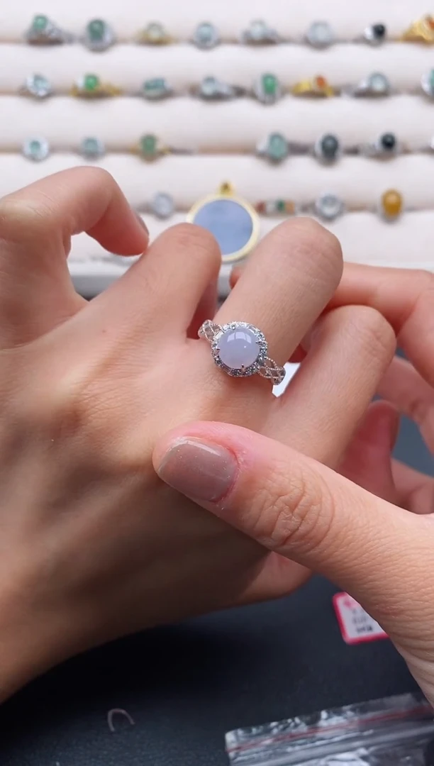 银S925镶嵌戒指翡翠55555555+6