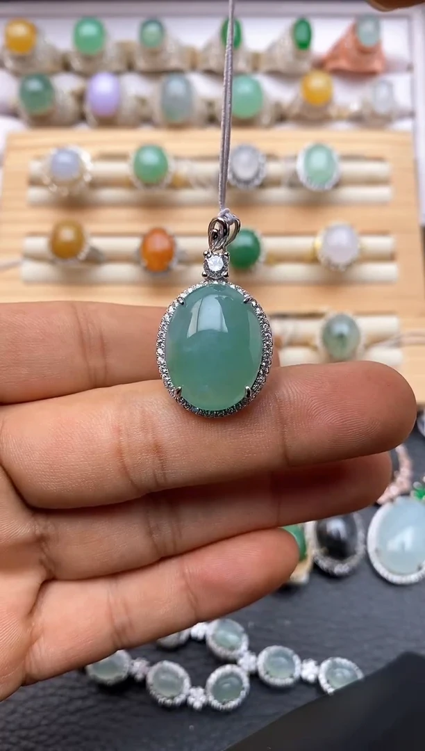 【闪购商品】翡翠吊坠(赠链)银S925镶嵌2120