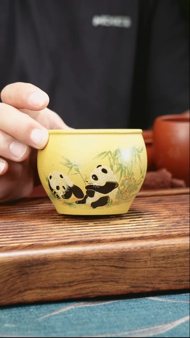 茶杯紫砂珐琅彩熊猫杯杯