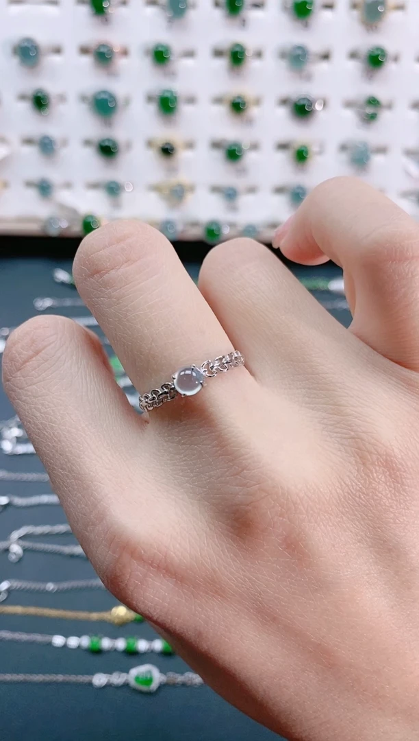 【闪购商品】翡翠戒指银S925镶嵌天然翡翠