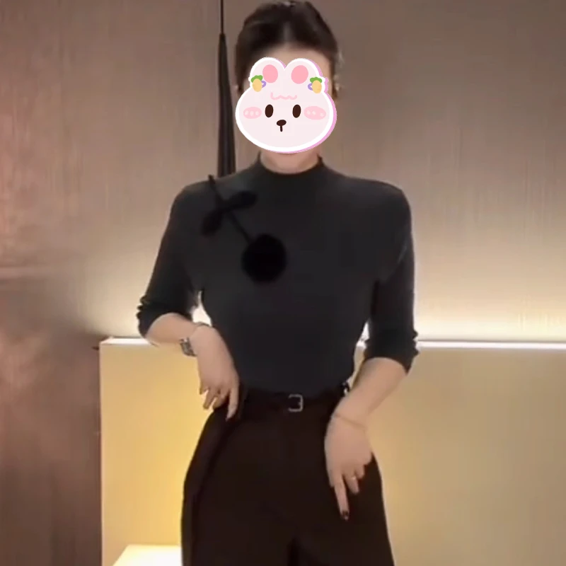 设计感气质花朵针织女士2025秋季新款简约通勤时尚百搭打底衫上衣