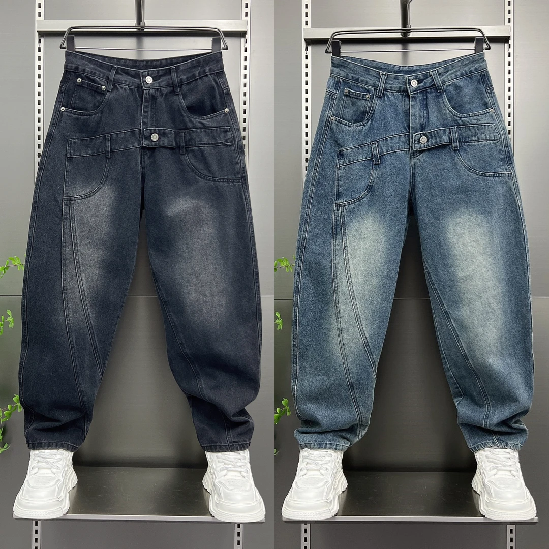 牛仔裤男2025秋季新款宽松直筒弯刀工装裤百搭时尚潮牌阔腿裤长裤