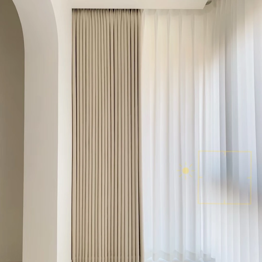 三室一厅雪尼尔棉面料15米窗帘+6米纱+10.5米轨道 3色可选