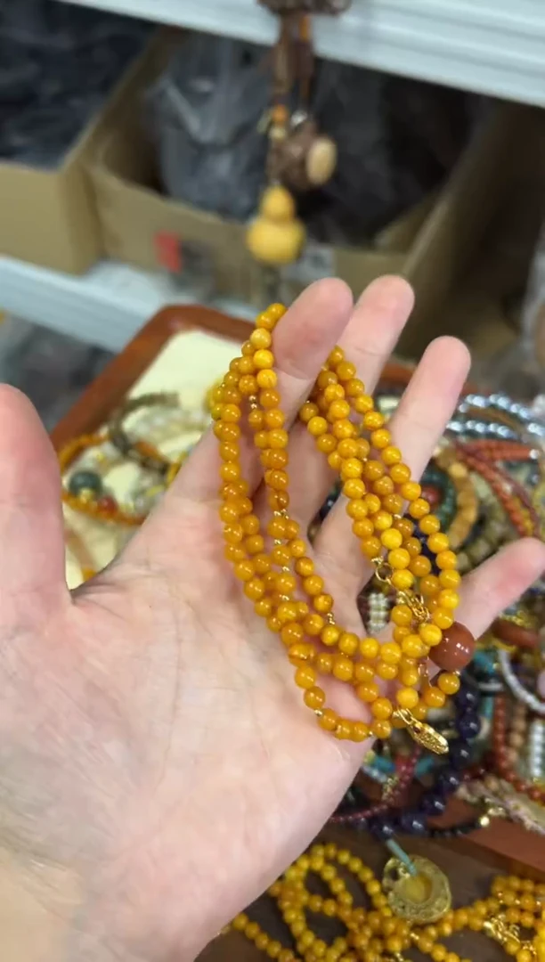 未镶嵌项链蜜蜡回流老蜜蜡四圈毛衣链项链[0410]