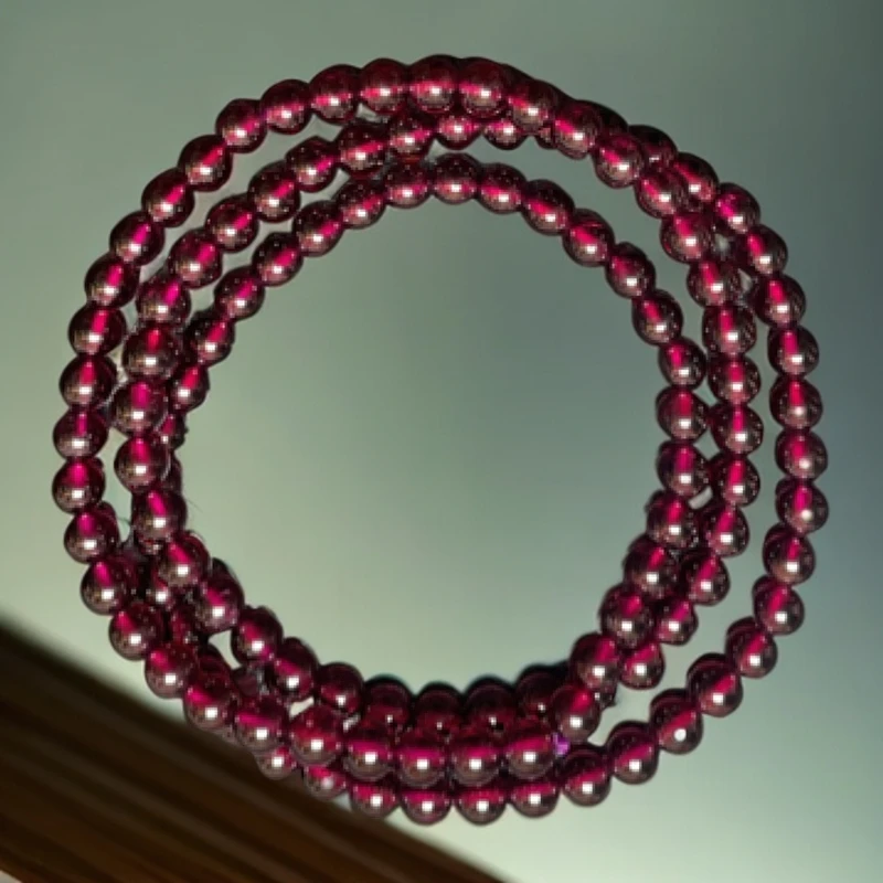 卡5毫米MM高品质紫牙乌石榴石三圈手链9a