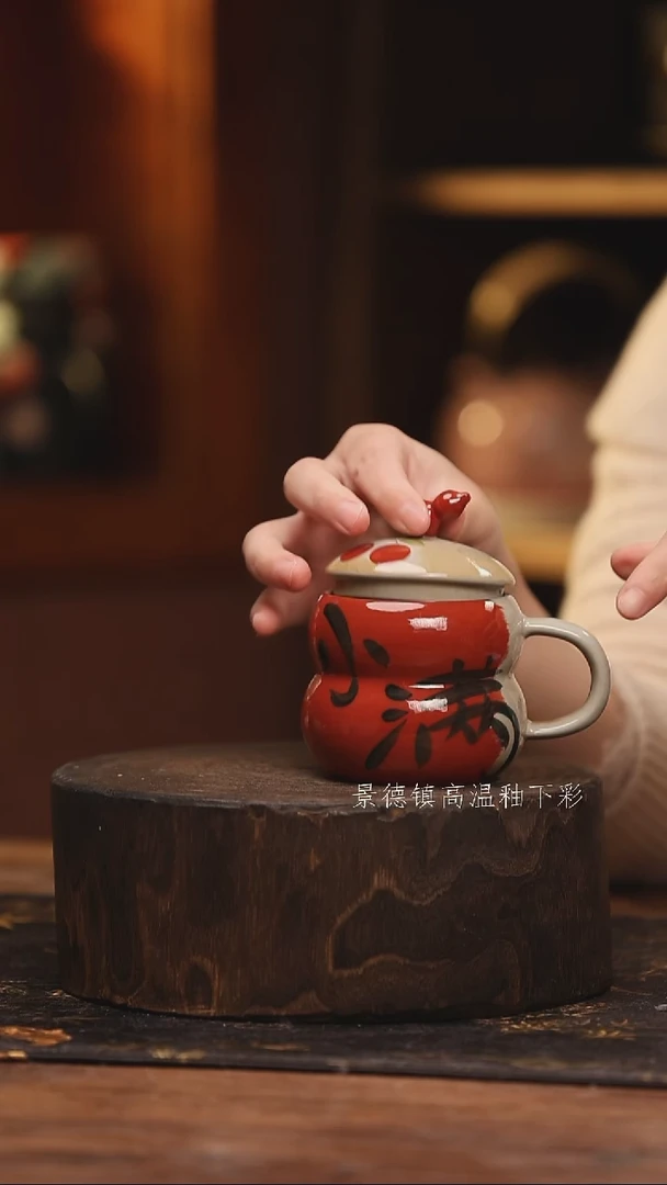 陶瓷 景德镇高温釉下手绘陶瓷@L049@