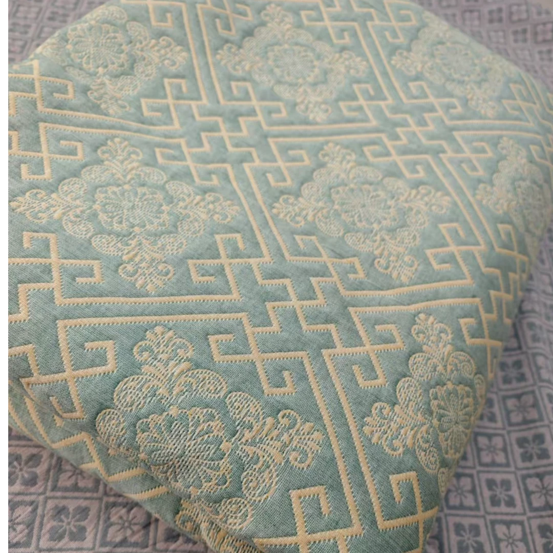 全棉色织三层纱立体提花布料（兰亭序绿）