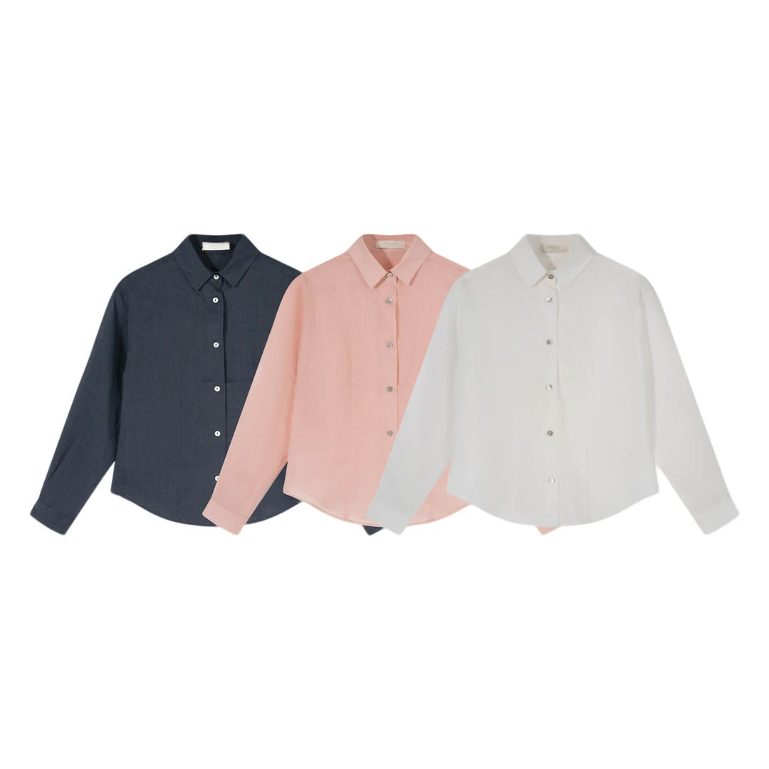 GRIDA 极简精致100%苎麻纯色薄衬衫