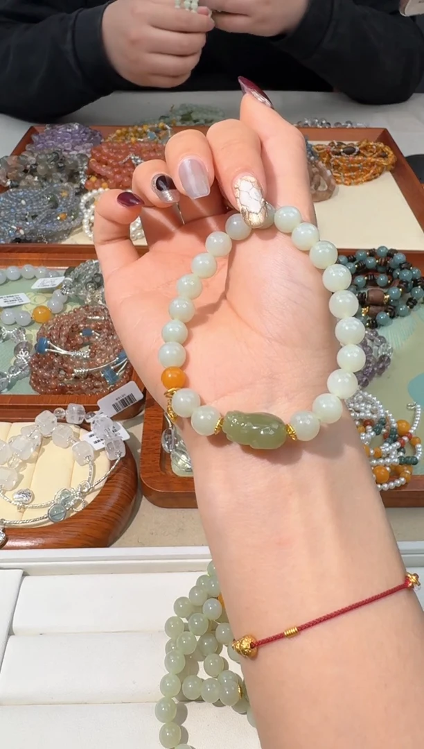 【闪购商品】和田玉手链银S925镶嵌M027和田玉貔貅设计款