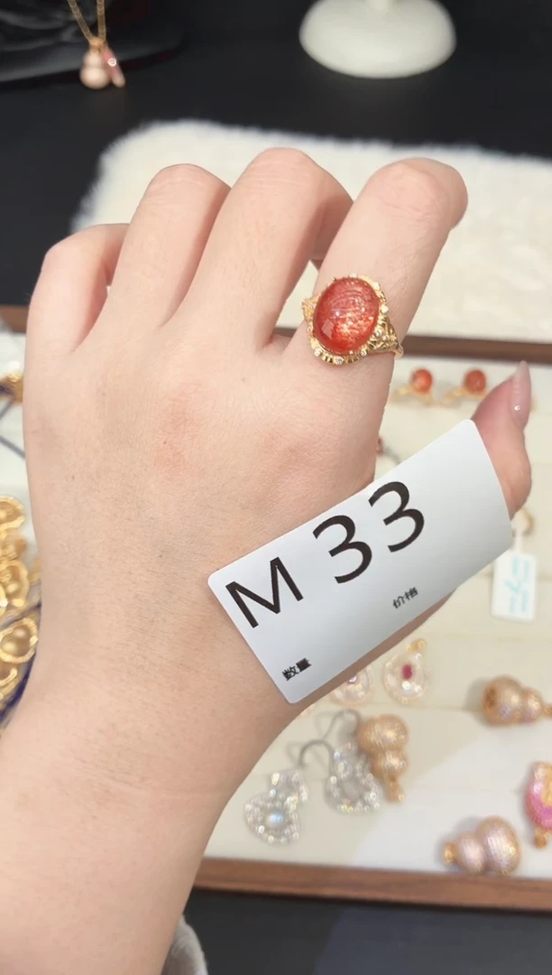 银S925镶嵌戒指长石多样性发一M33