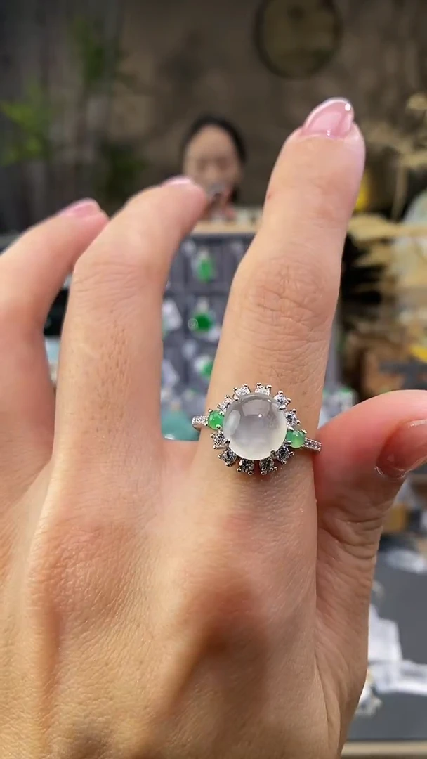 吊坠(不含链)银S925镶嵌翡翠戒指