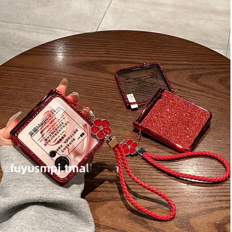 适用于荣耀magicvflip手机壳新款小米mixflip小折叠屏女电镀镶钻